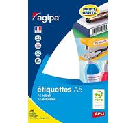 APLI 100309 - Estuche para 448 etiquetas multiusos (20 x 50 mm, esquinas rectas), color blanco