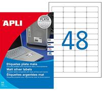 APLI Etiquetas metalizadas 10066 Plata 45,7 x 21,2 mm 20 hojas