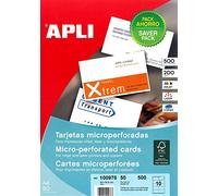 Apli 100976 - Tarjetas de visita (500 unidades, 90 x 50,8 mm, 200 g), color blanco