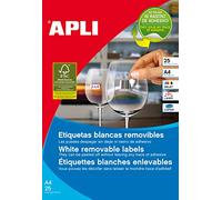 Etiqueta adhesiva impresora Apli 45x8mm removible rectangular blanca 2200 etiquetas en 25 hojas din a4