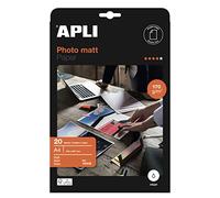 APLI 10418 - Papel fotográfico Matt A4, pack de 20 hojas, 170 g, con acabado mate, apto impresoras inkjet