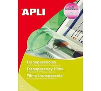 APLI 1080 - Transparencias sin banda para escritura manual, pack de 100 hojas, PVC, tamaño A4 de grosor 120 µm