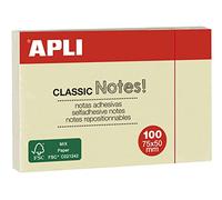 APLI 10971 - Notas adhesivas CLASSIC 75 x 50 mm bloc de 100 hojas color amarillo