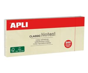 APLI 10977 - Notas adhesivas CLASSIC 40 x 50 mm 3 blocs de 100 hojas color amarillo