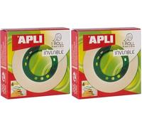 APLI 11036 - Cinta adhesiva celo invisible 19 mm x 33 m (Paquete de 2)