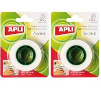 APLI 11168 - Cinta adhesiva celo invisible 19 mm x 33 m (Paquete de 2)
