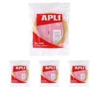 APLI 11265 - Cinta adhesiva transparente (12 mm x 66 m) (Paquete de 4)