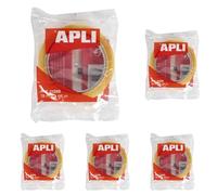 APLI 11266 - Cinta adhesiva celo transparente 19 mm x 66 m (Paquete de 5)