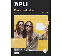 APLI 11804 - Papel fotográfico, A4, pack de 100 hojas, 140g, con acabado brillante, apto impresoras inkjet