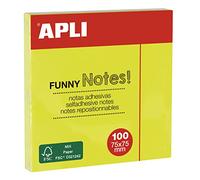 APLI 11897 - Notas adhesivas FUNNY 75 x 75 mm bloc de 100 hojas color amarillo fluorescente neón