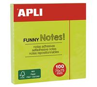 APLI 11899 - Notas adhesivas FUNNY 75 x 75 mm bloc de 100 hojas color verde fluorescente