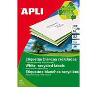 Apli 12065 - Caja de 100 hojas con etiquetas polivalentes recicladas, 105 x 37 mm, Unidades contenidas: 1