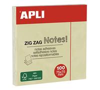 APLI 12078 - Notas adhesivas ZigZag CLASSIC 75 x 75 mm bloc de 100 hojas color amarillo