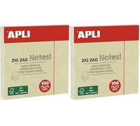 APLI 12078 - Notas adhesivas ZigZag CLASSIC 75 x 75 mm bloc de 100 hojas color amarillo (Paquete de 2)
