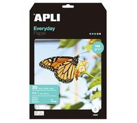 APLI 12080 - Papel fotográfico Everyday, A4, pack de 20 hojas, 180 g, con acabado brillante, apto impresoras inkjet