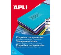 APLI 1223 - Etiquetas translúcidas cantos rectos, imprimibles, resistentes intemperie, 48,5 x 25,4 mm, pack de 20 hojas,