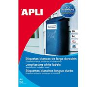 APLI 1226 - Etiquetas blancas resistentes intemperie 64,6 x 33,8 mm 20 hojas