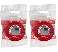 APLI 12272 - Cinta adhesiva de polipropileno color rojo, cinta de vinilo de color con acabado radiante medida 19 mm x 33 m (Paquete de 2)