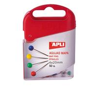 APLI 12348 - Agujas señalizadoras mapas 4 x 20 mm en caja de 50 unidades colores surtidos