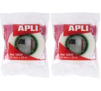 APLI 12533 - Cinta adhesiva invisible (19 mm x 33 m) (Paquete de 2)