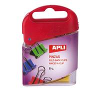 APLI 12675 - Pinza pala abatible colores surtidos 19 mm 6 u.