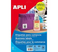 APLI 12847 - Etiquetas blancas permanentes 45,0 x 45,0 mm 20 hojas