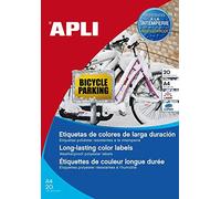 APLI 12877 - Etiquetas amarillas resistentes intemperie 210,0 x 297,0 mm 20 hojas