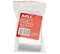 APLI 13134 - Pack de 100 bolsas de plástico con autocierre, 60 x 80 mm