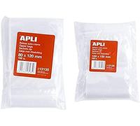 APLI 13135, Pack De 100 Bolsas De Plástico Con Autocierre, 80 X 120 Mm, Multicolor + 13128 - Pack De 100 Bolsas De Plástico Con Autocierre, 100 X 150 Mm