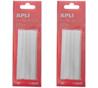 Apli 13243- Recambio Barras de Cola Termofusible Ø 7,5 mm X 10 cm 10 Barras, Transparente - 10 Uds. (Paquete de 2)