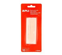 APLI 13243- Recambio Barras de Cola Termofusible Ø 7,5 mm X 10 cm 10 Barras, Transparente - 10 Uds.