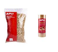 APLI 13743 - Gomas elásticas 60 x 2 mm en bolsa 1 kg & 12490 - Cinta adhesiva celo transparente 19 mm x 33 m, 8 unidades