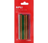 APLI 13800- Recambio barras de cola termofusible purpurina Ø 7,5 mm x 10 cm 12 barras