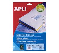 APLI 13882 - Etiquetas blancas redondas permanentes adhesivas imprimibles, Inkjet-Laser-Copy, tamaño etiqueta Ø 30 mm, pack de 25 hojas A4 (1200 etiquetas), Ideal para sobres