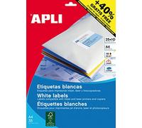 APLI Etiquetas 13883 – Blancas redondas Ø40 mm, adhesivas permanentes, imprimibles, 25 hojas (600)