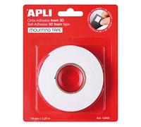 APLI 13986 - Cinta adhesiva foam doble cara (19 mm x 2,28 m) Blanco