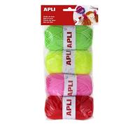 APLI 14093-Ovillos de lana tonos fluorescente 4 u.