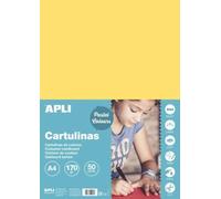 APLI 14231 - Cartulina din a4, 170g/m2, color amarillo claro, en paquete de 50 hojas
