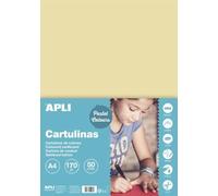 APLI 14233 - Cartulina din a4, 170g/m2, color crema en paquete de 50 hojas