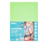 APLI 14234 - Cartulina din a4, 170g/m2, color verde esmeralda en paquete de 50 hojas