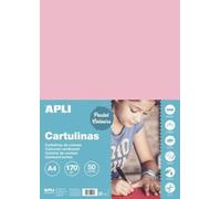 APLI 14235 - Cartulina rosa A4 170 g, pack de 50 cartulinas