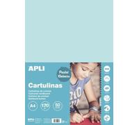 APLI 14236 - Cartulina Azul Claro A4 170 g/m², 50 Hojas | Tamaño A4 De 21 x 29,7 cm, Diseño Funcional