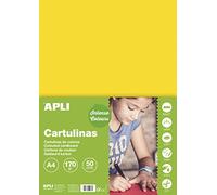 APLI 14237 - Cartulina din a4, 170g/m2, color amarillo en paquete de 50 hojas