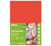 APLI 14239 - Cartulina din a4 170g/m2, color rojo en paquete de 50 hojas
