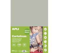 APLI 14242 - Cartulina, din a4, 170g/m2, color gris en paquete de 50 hojas