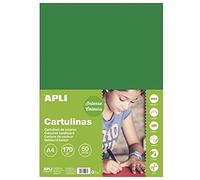 APLI 14246 - Cartulina din a4 170g/m2, color verde oscuro en paquete de 50 hojas
