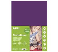 APLI 14247 - Cartulina Morada A4 170 g/m², 50 Hojas | Tintada En Masa, Ideal Para Manualidades, Lettering, Scrapbooking, Papiroflexia, Impresión Y Uso Escolar