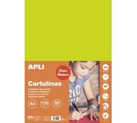 APLI 14249 - Cartulina Verde Flúor A4 170 g/m², 50 Hojas | Tintada En Masa, Ideal Para Manualidades, Lettering, Scrapbooking, Papiroflexia, Impresión Y Uso Escolar