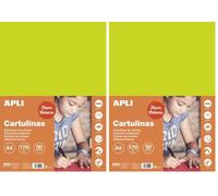 APLI 14249 - Cartulina verde fluorescente A4 170 g 50 hojas (Paquete de 2)