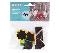 APLI 14783 - Bolsa mini pinzas madera pizarra, 5 uds
